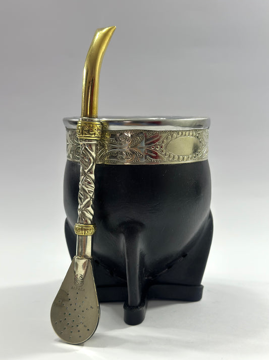 Mate Imperial Acero Negro Virola Cincelada Modelo #2