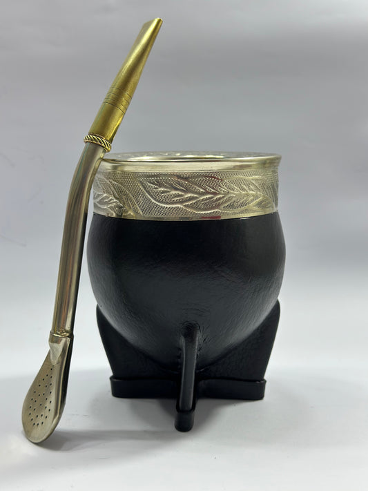 Mate Imperial Acero Negro Virola Cincelada Diseño #4