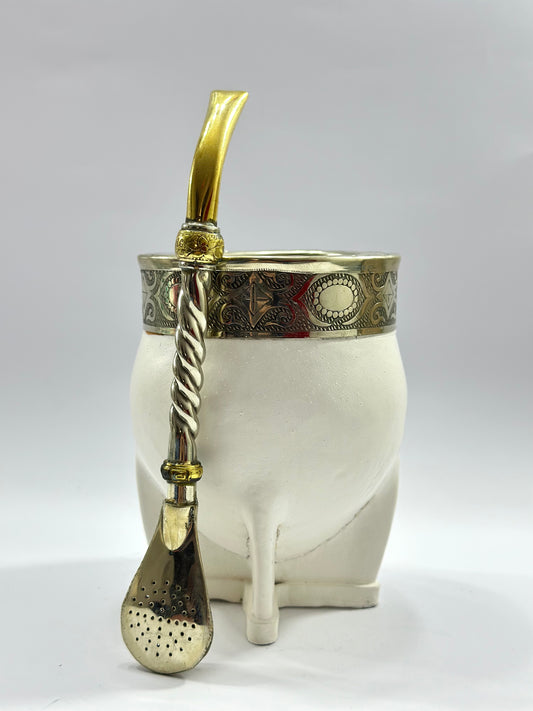 Mate Imperial Acero Blanco virola cincelada Diseño #2