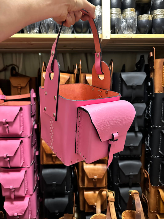 Matera de cuero Premium 4 compartimentos Cuero Rosa