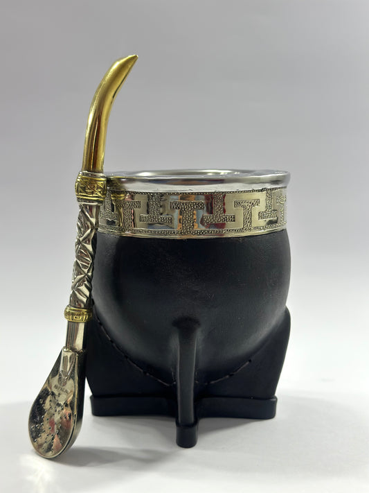 Mate Imperial Acero Negro Virola Cincelada Diseño #3