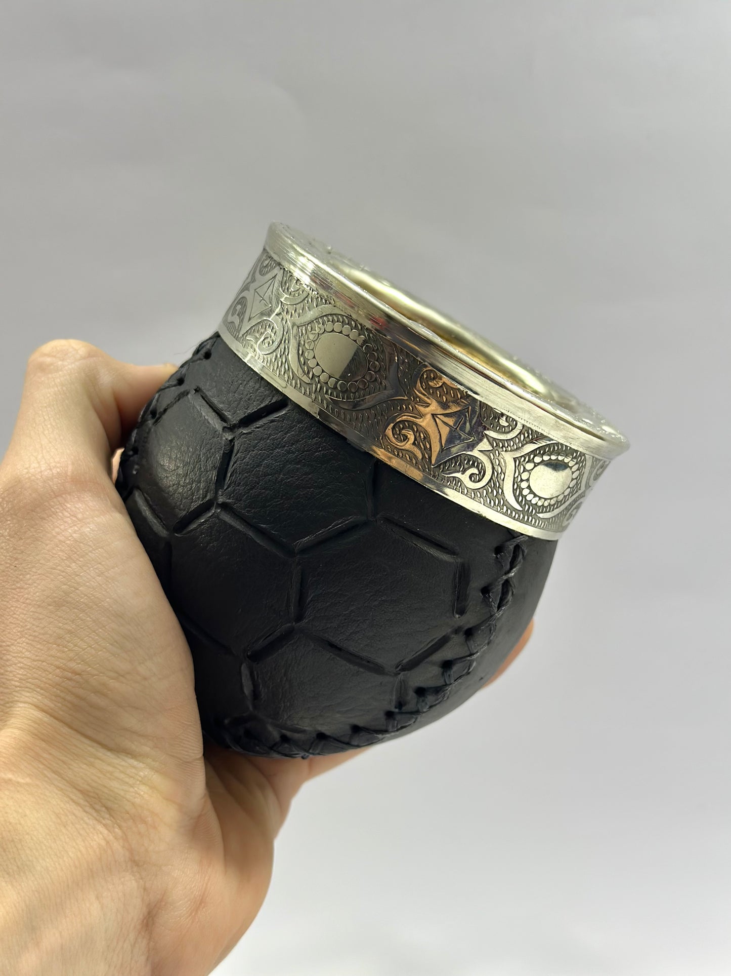 Mate Criollo Premium De Calabaza Cuero Labrado Diseño Balón Fútbol