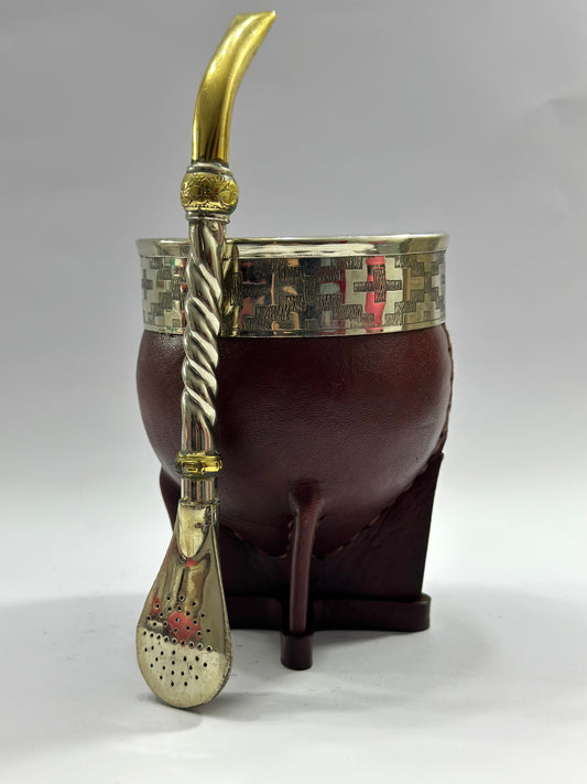 Mate Imperial Acero Café Virola Cincelada Modelo #1