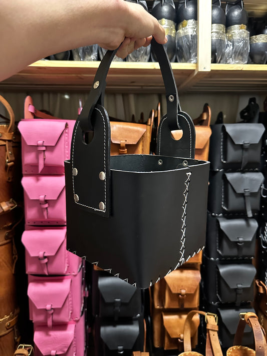 Matera de cuero tradicional 4 compartimentos Cuero Negro