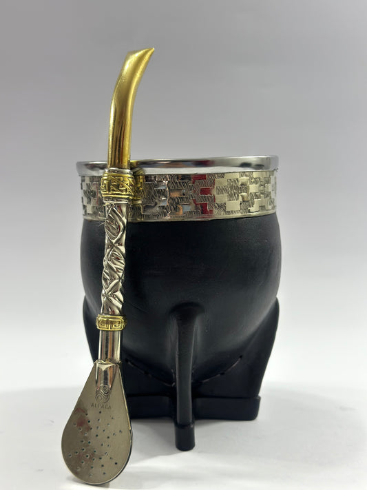 Mate Imperial Acero Negro virola cincelada Diseño #1