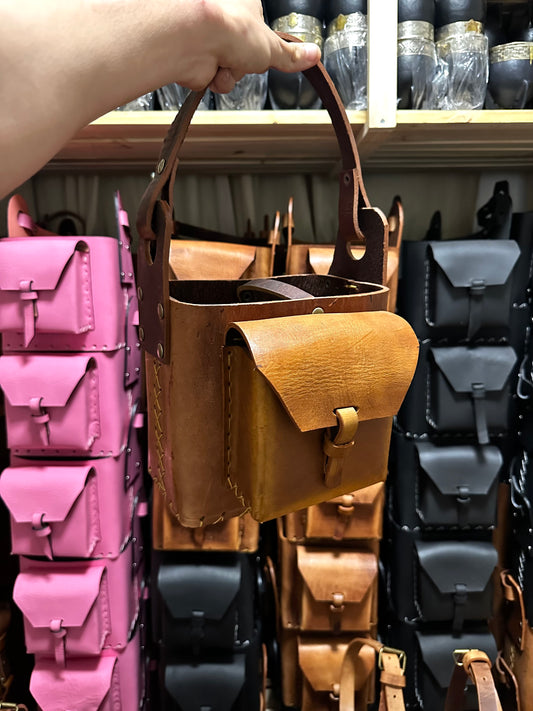 Matera de cuero Premium 2 compartimentos Cuero Café