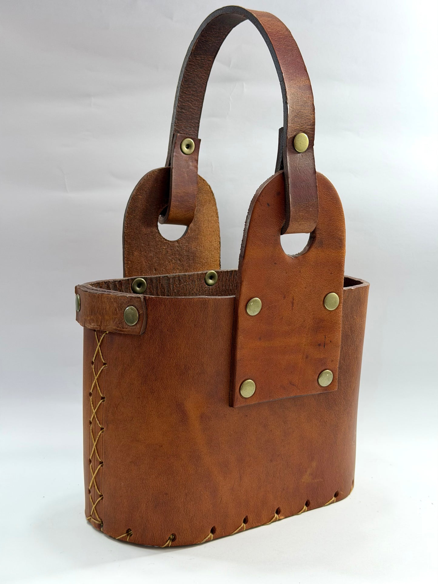 Matera de cuero tradicional 2 compartimentos Cuero Café