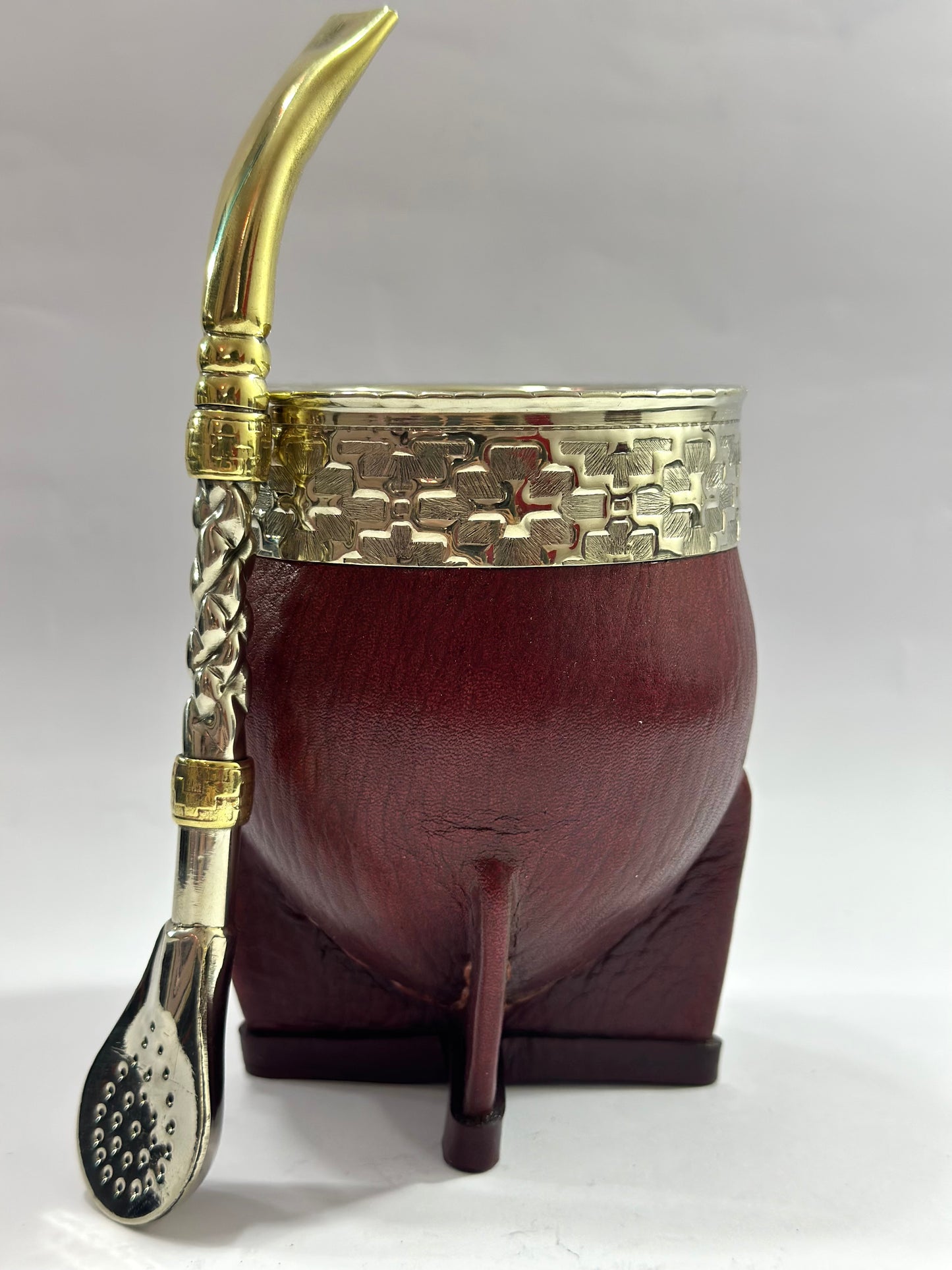 Mate Imperial Café Borravino de Calabaza #1 + Bombillón De Alpaca Trenzada Pico De Loro