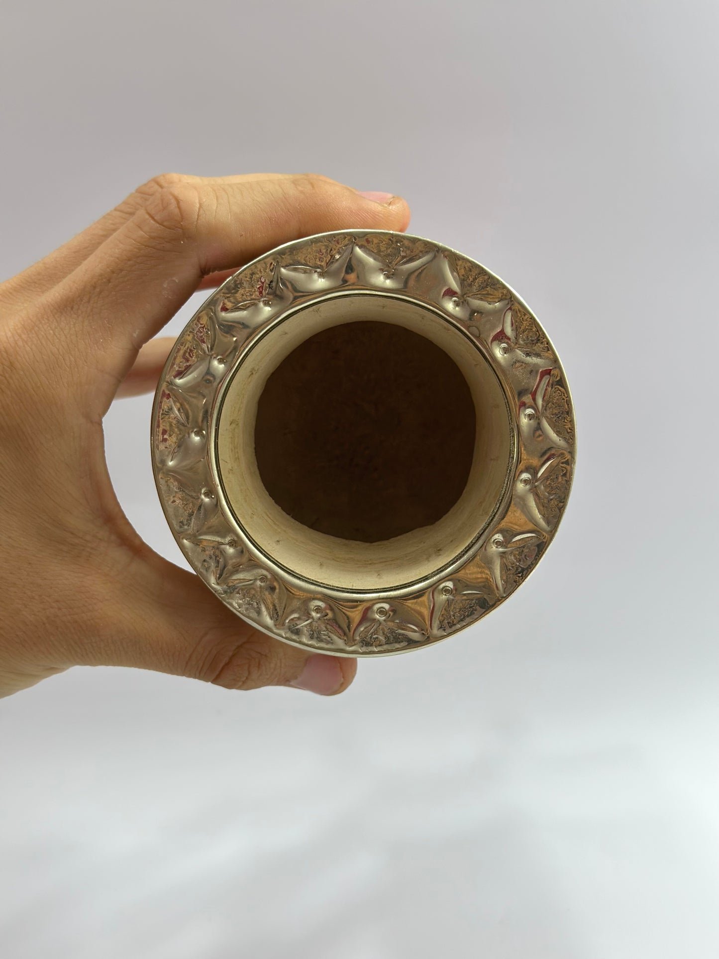 Mate Imperial Rojo De Calabaza Virola Cincelada Diseño #2