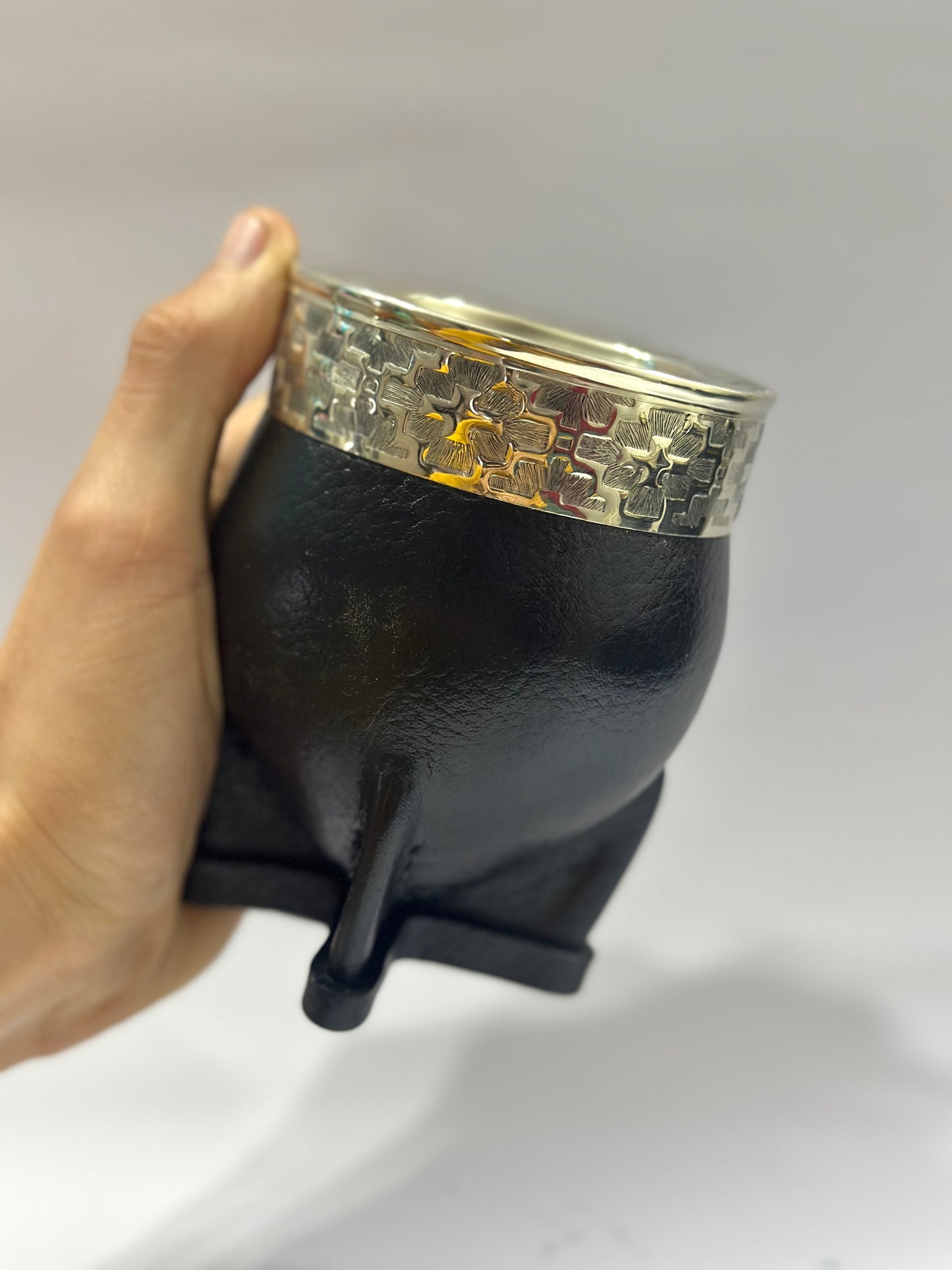 Mate imperial Negro de calabaza Virola Cincelada Modelo #1