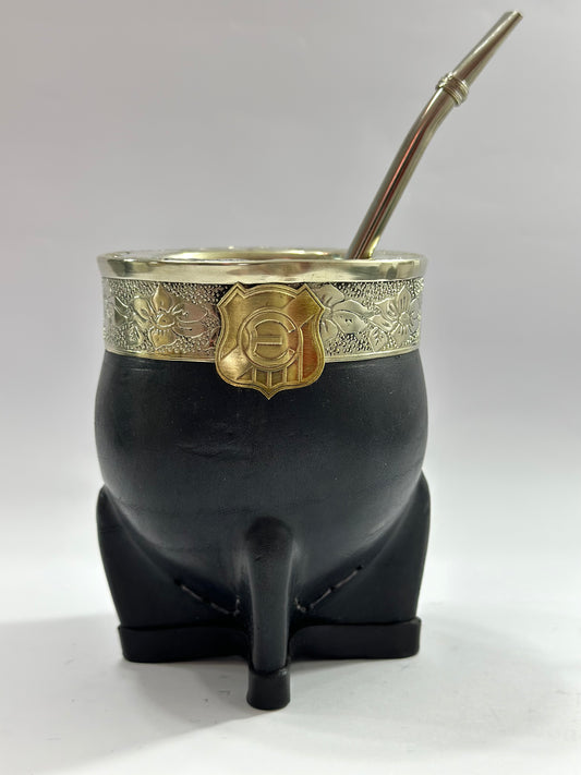 Mate Imperial De Calabaza Everton Viña Del Mar + Bombilla de Acero Tradicional