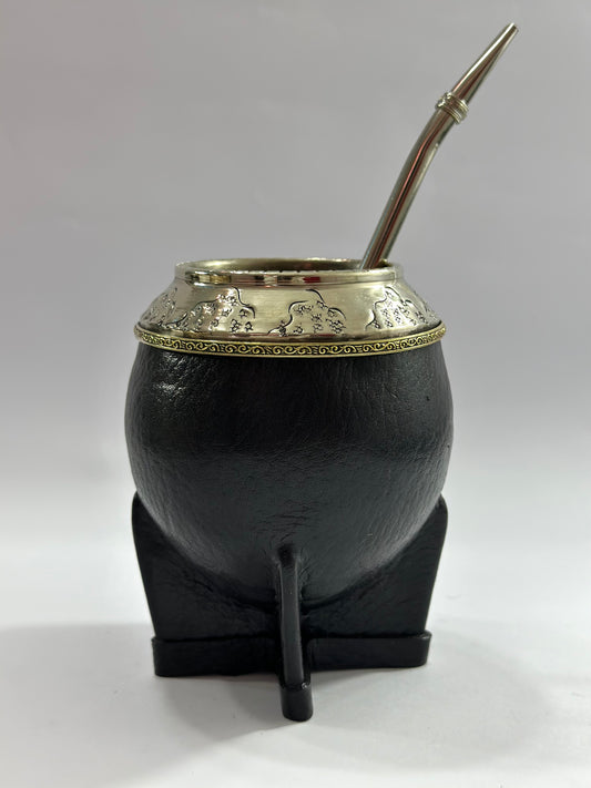 Mate Torpedo Negro Premium + Bombilla de Acero Tradicional