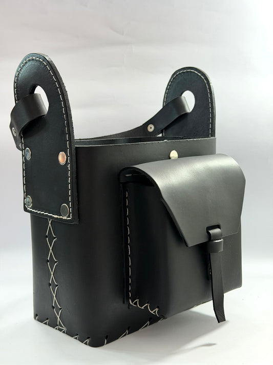 Matera de cuero Premium 2 compartimentos Cuero Negro