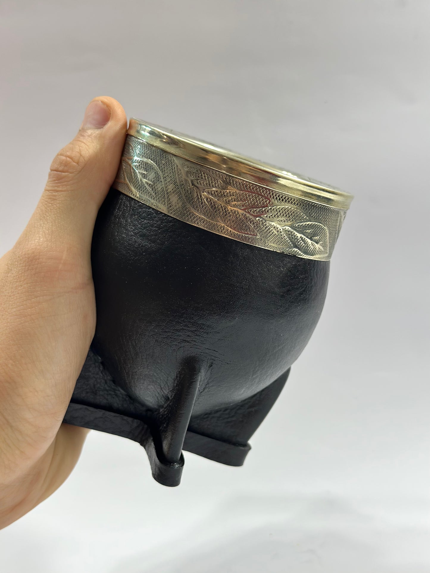 Mate Imperial Negro de Calabaza Virola Cincelada Modelo #3