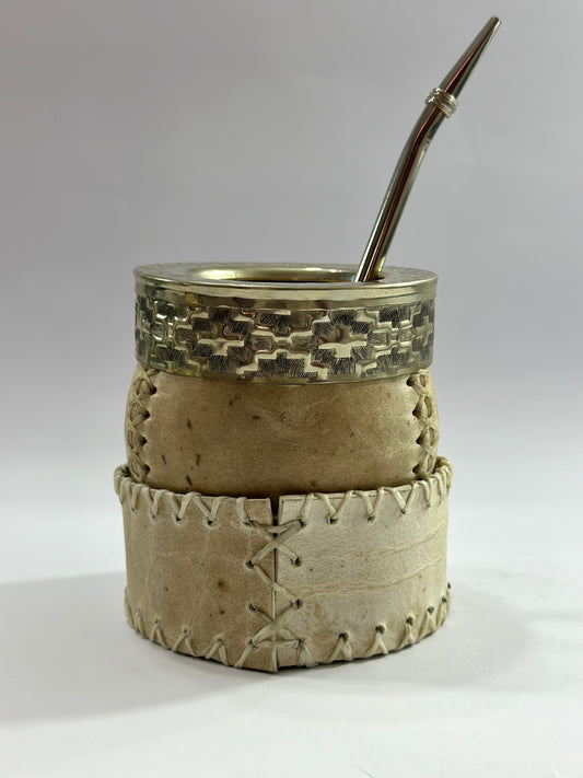 Mate Criollo Cuero Crudo de Calabaza #1 + Bombilla de Acero Tradicional
