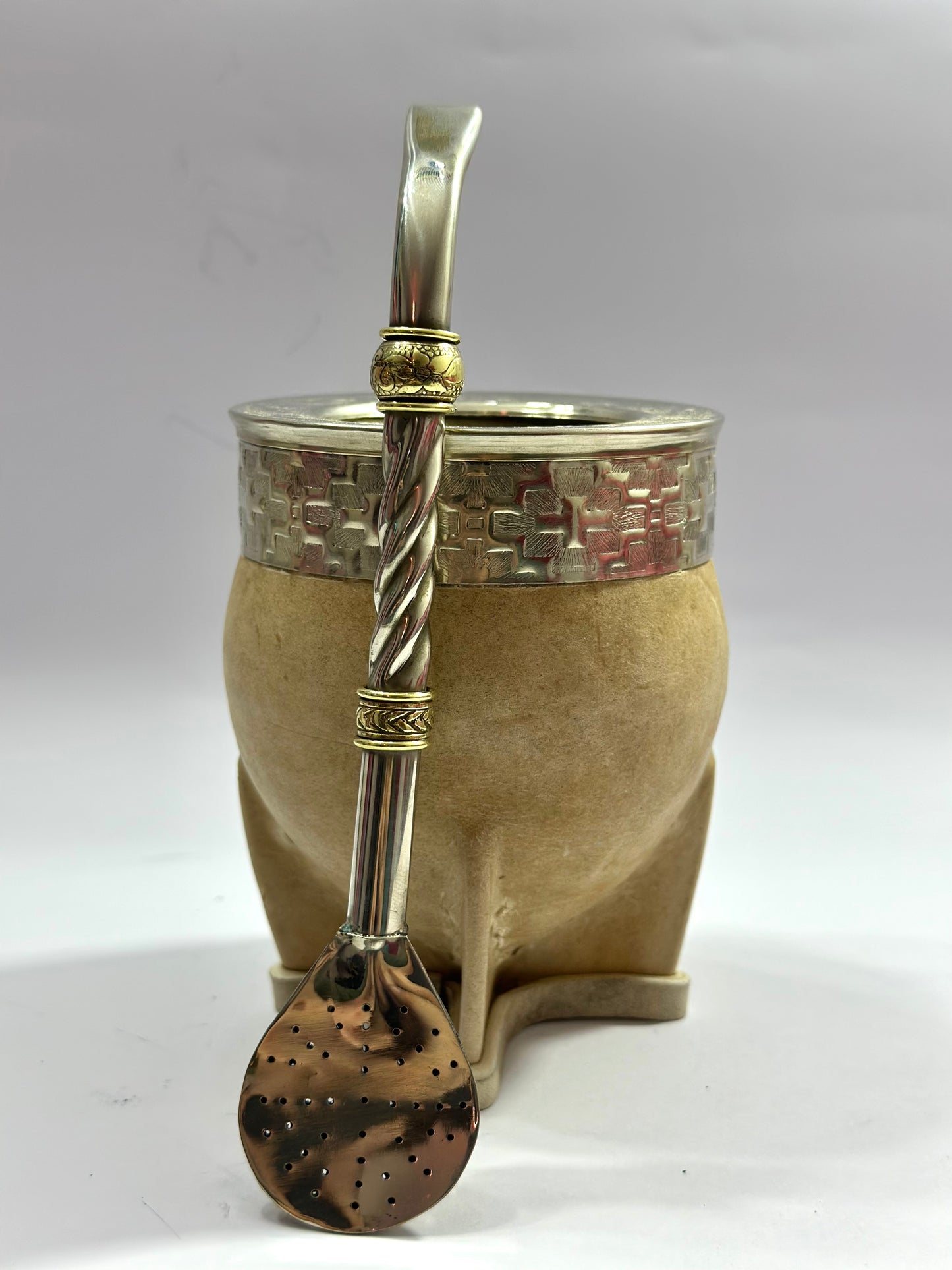 Mate imperial Calabaza Trabajado en cuero crudo