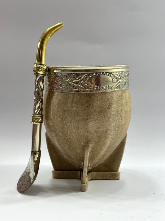 Mate imperial Calabaza Trabajado en cuero crudo