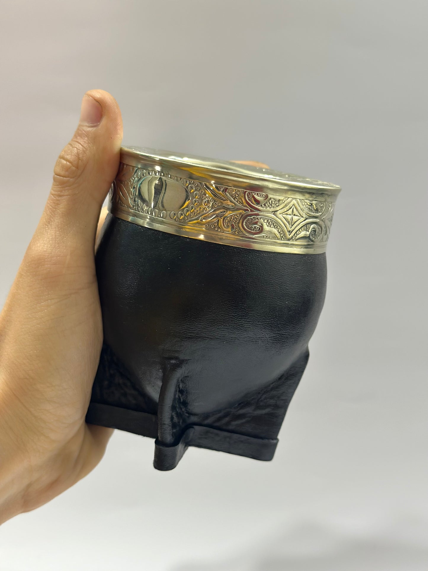 Mate imperial Negro  de calabaza virola Cincelada Modelo #2