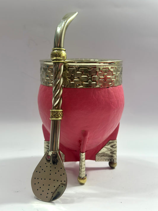 Mate Imperial Premium Rosa Esquineros de Alpaca Diseño #1