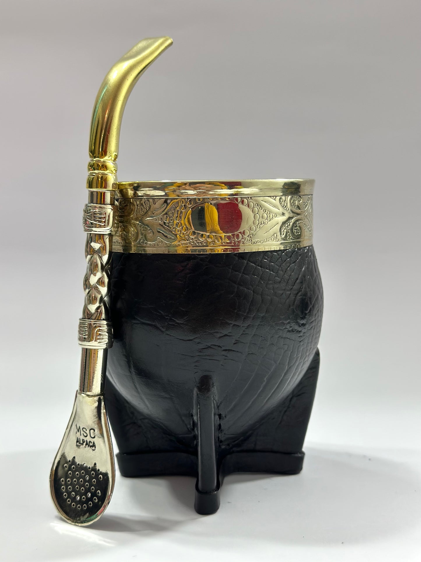 Mate imperial Negro de calabaza Cuero Croco #2
