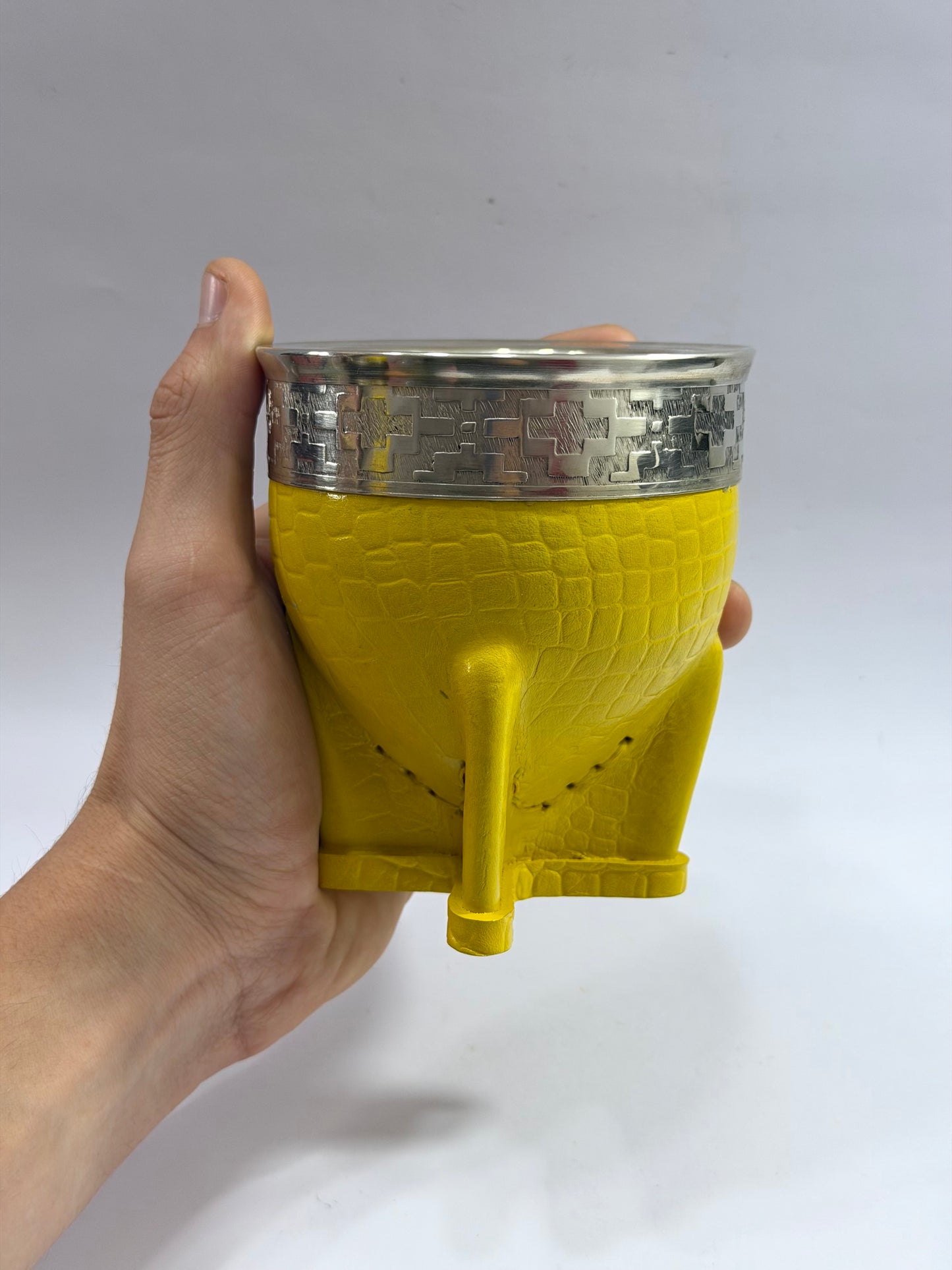 Mate Imperial Cuero Croco Amarillo Diseño #1
