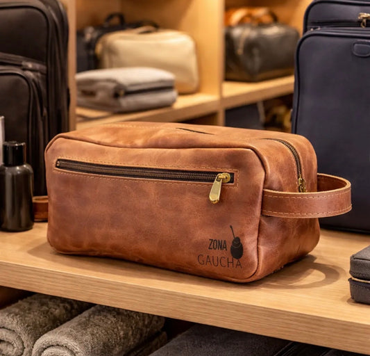 Neceser de Cuero Unisex Café