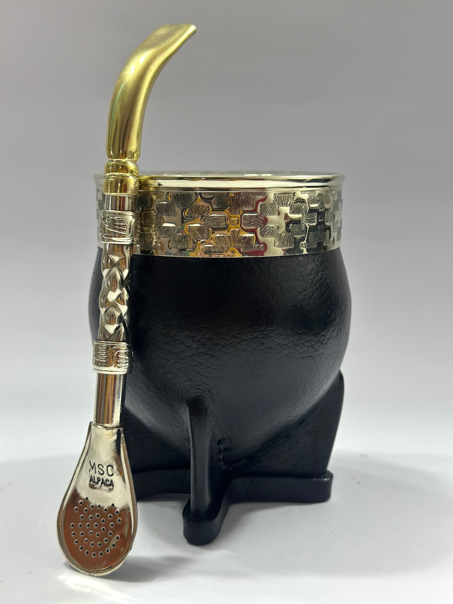 Mate imperial Negro de calabaza Virola Cincelada Modelo #1