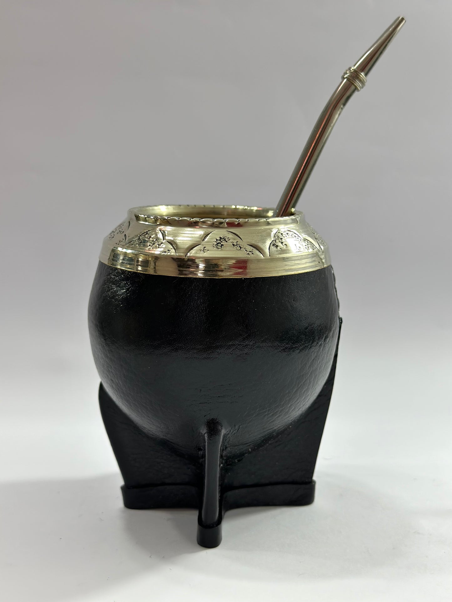 Mate Torpedo Negro de Calabaza + Bombilla de Acero Tradicional