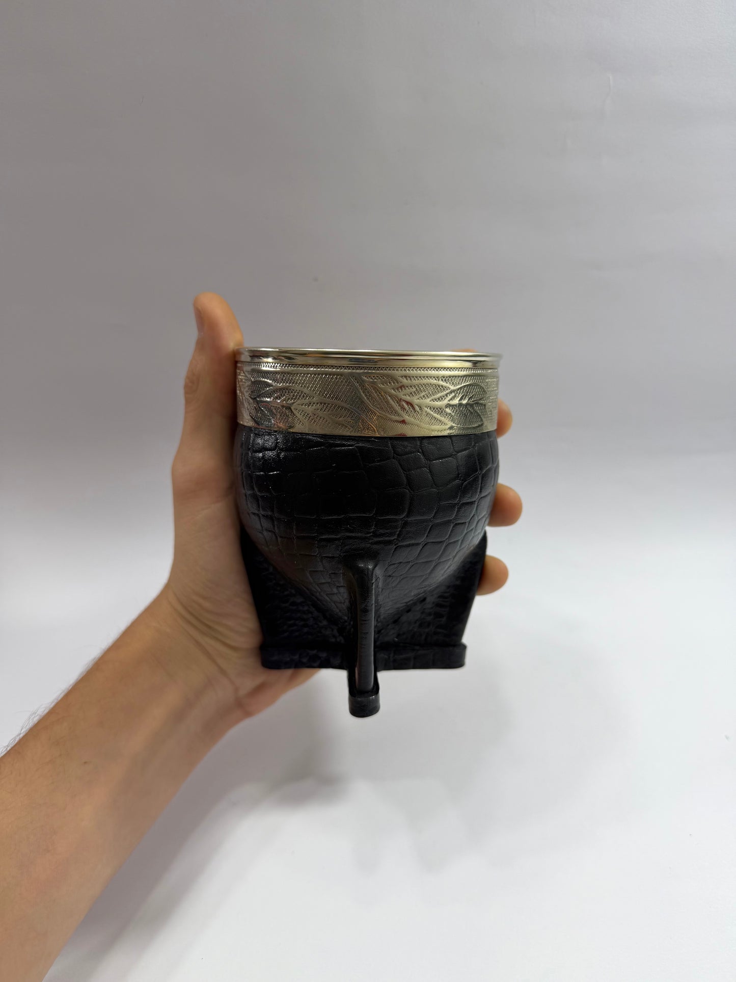 Mate Imperial Interior Acero Inoxidable Cuero Croco Negro  Diseño #4