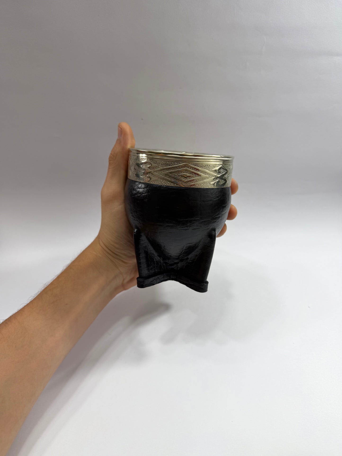 Mate Imperial Interior Acero Inoxidable Cuero Croco Negro  Diseño #5
