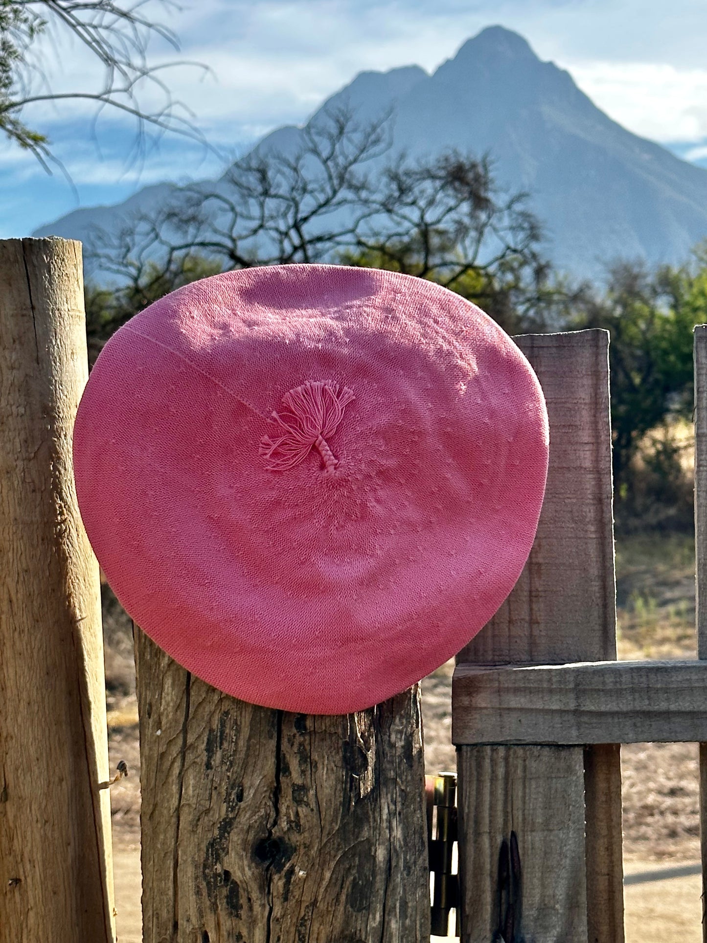 Boina Gaucha De Hilo Rosada/ Vuelo 30 Cm