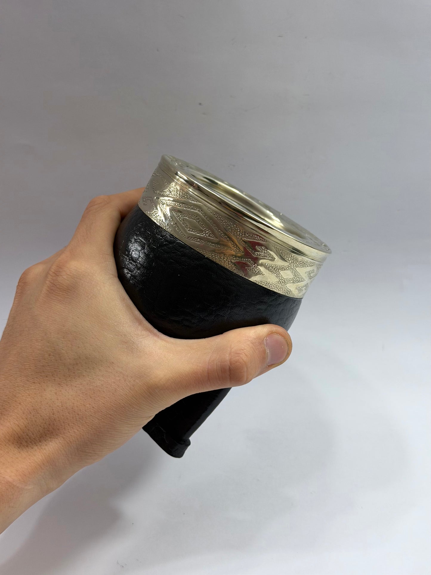 Mate Imperial Interior Acero Inoxidable Cuero Croco Negro  Diseño #5