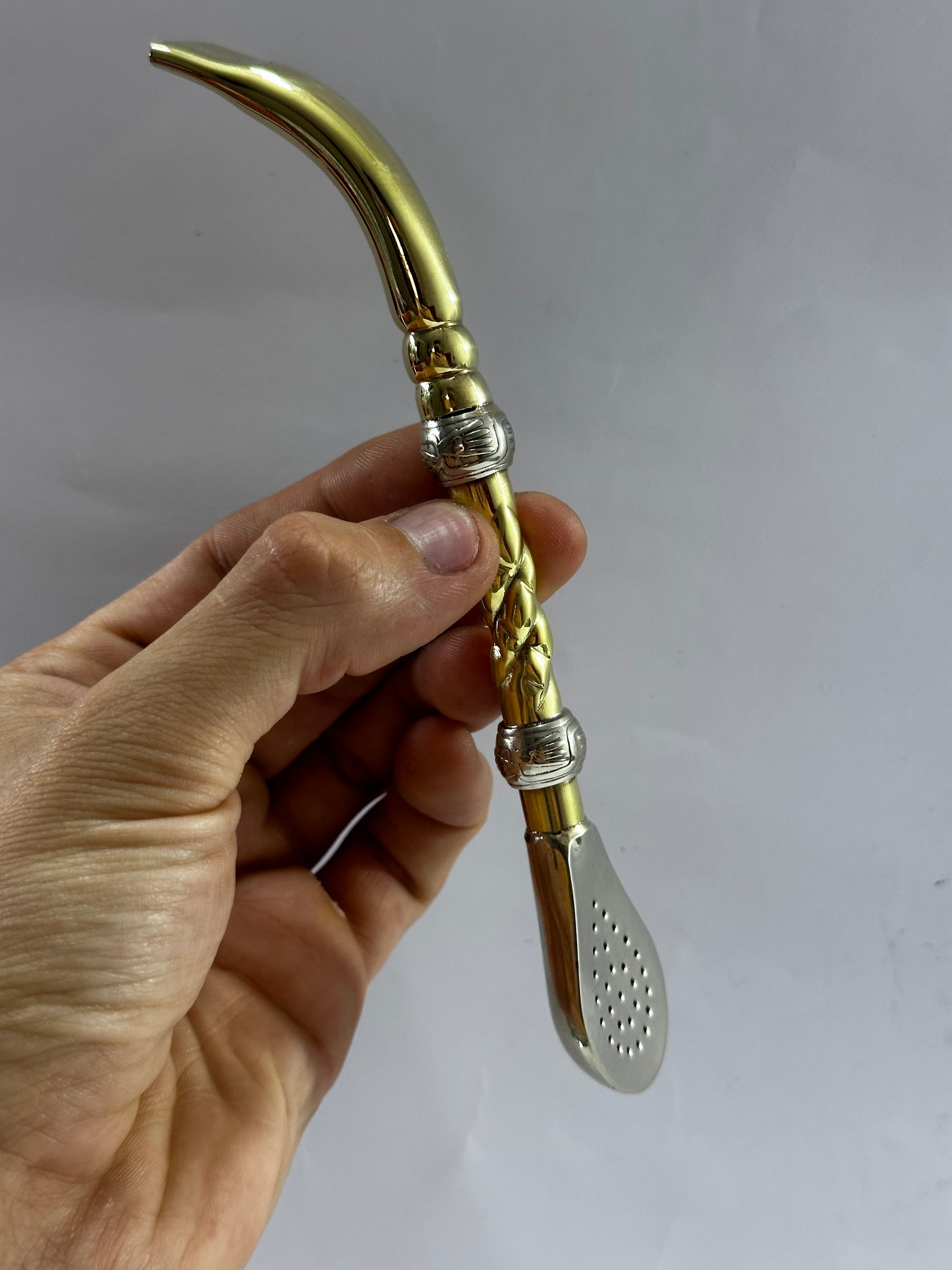 Bombillon Premium Pico De Loro Bronce Completo Trenzado Filtro Argentino