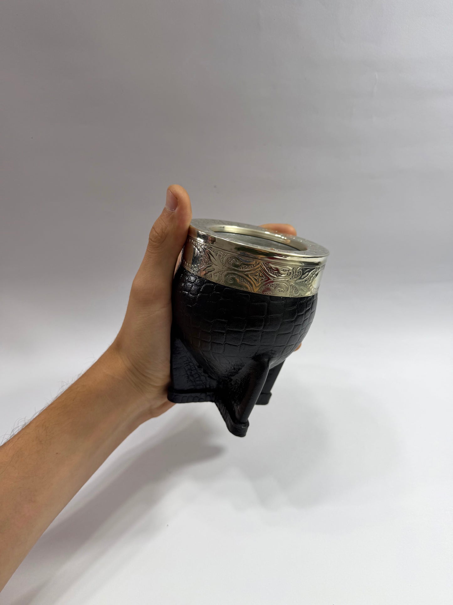 Mate Imperial Interior Acero Inoxidable Cuero Croco Negro  Diseño #2