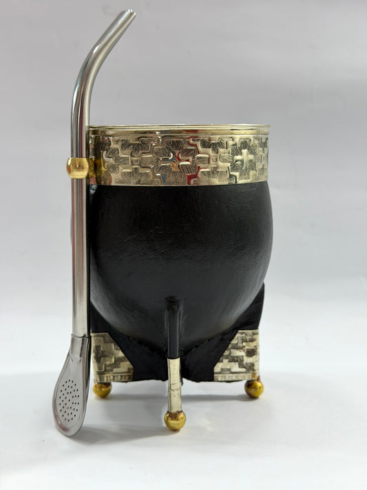 Mate imperial Premium esquineros de alpaca #1 + Bombilla Pico De Loro Acero inoxidable