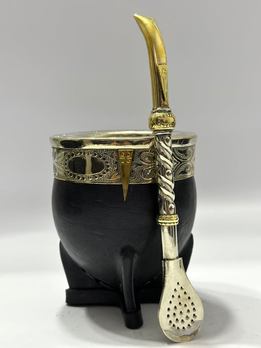 Mate imperial personalizado Universidad Católica + Bombillon de Alpaca Trenzada Personalizada UC