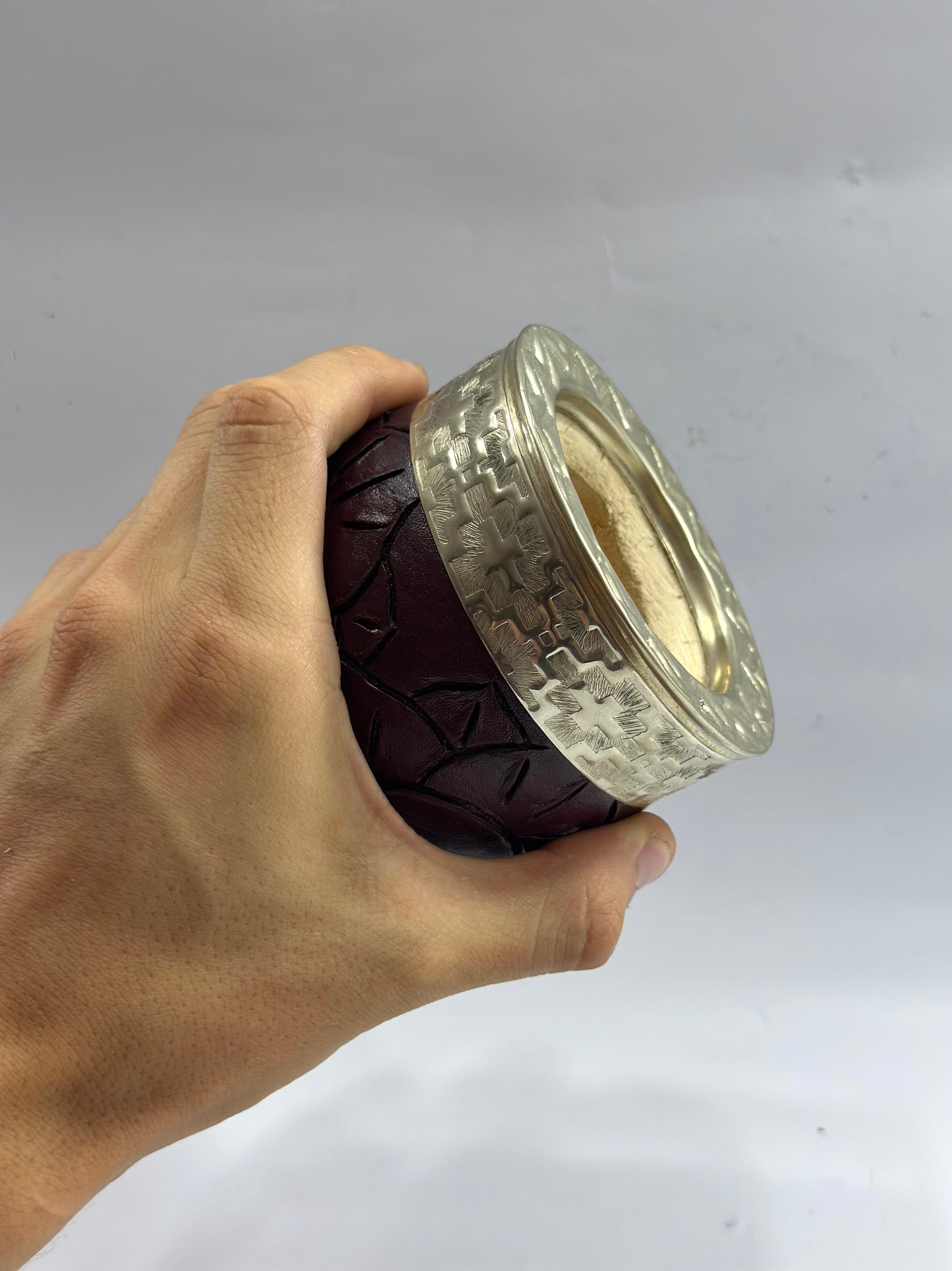 Mate Imperial Premium Café Borravino Base reforzada Labrado Diseño Flor