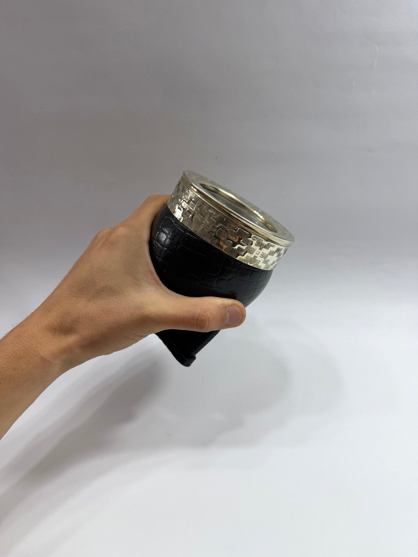 Mate Imperial Interior Acero Inoxidable Cuero Croco Negro  Diseño #1