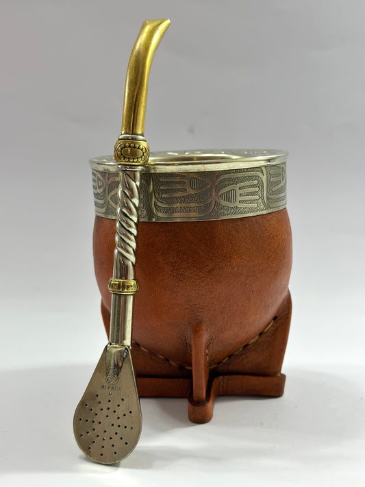 Mate Imperial café De Calabaza Virola Cincelada Modelo #1