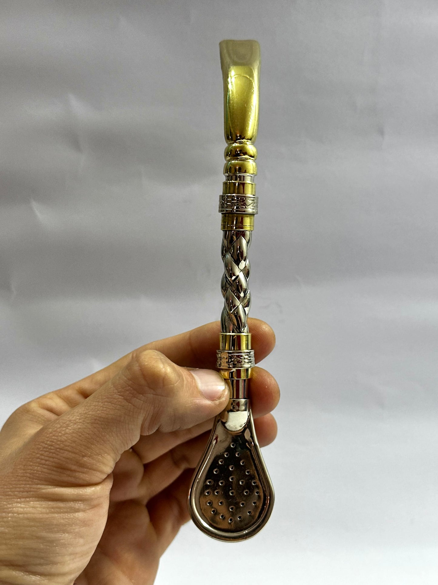 Mate Imperial Calabaza Café Borravino Diseño 1 + Bombillon Artesanal Alpaca Trenzada Pico Loro Bronce Filtro Argentino