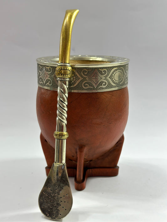 Mate Imperial café De Calabaza Virola Cincelada Modelo #2