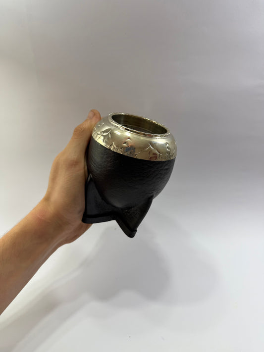 Mate Torpedo Negro de Acero  + Virola Uruguaya