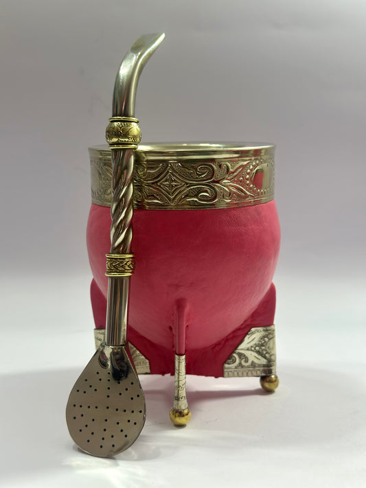 Mate Imperial Premium Rosa Esquineros de Alpaca Diseño #2