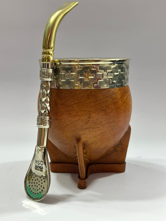 Mate Imperial café De Calabaza Virola Cincelada Modelo #1