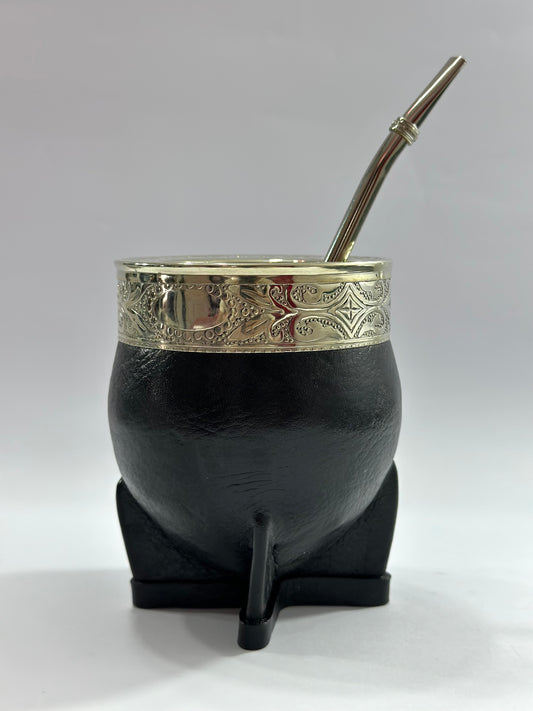 Mate imperial Negro de Calabaza #2 + Bombilla de Acero Tradicional