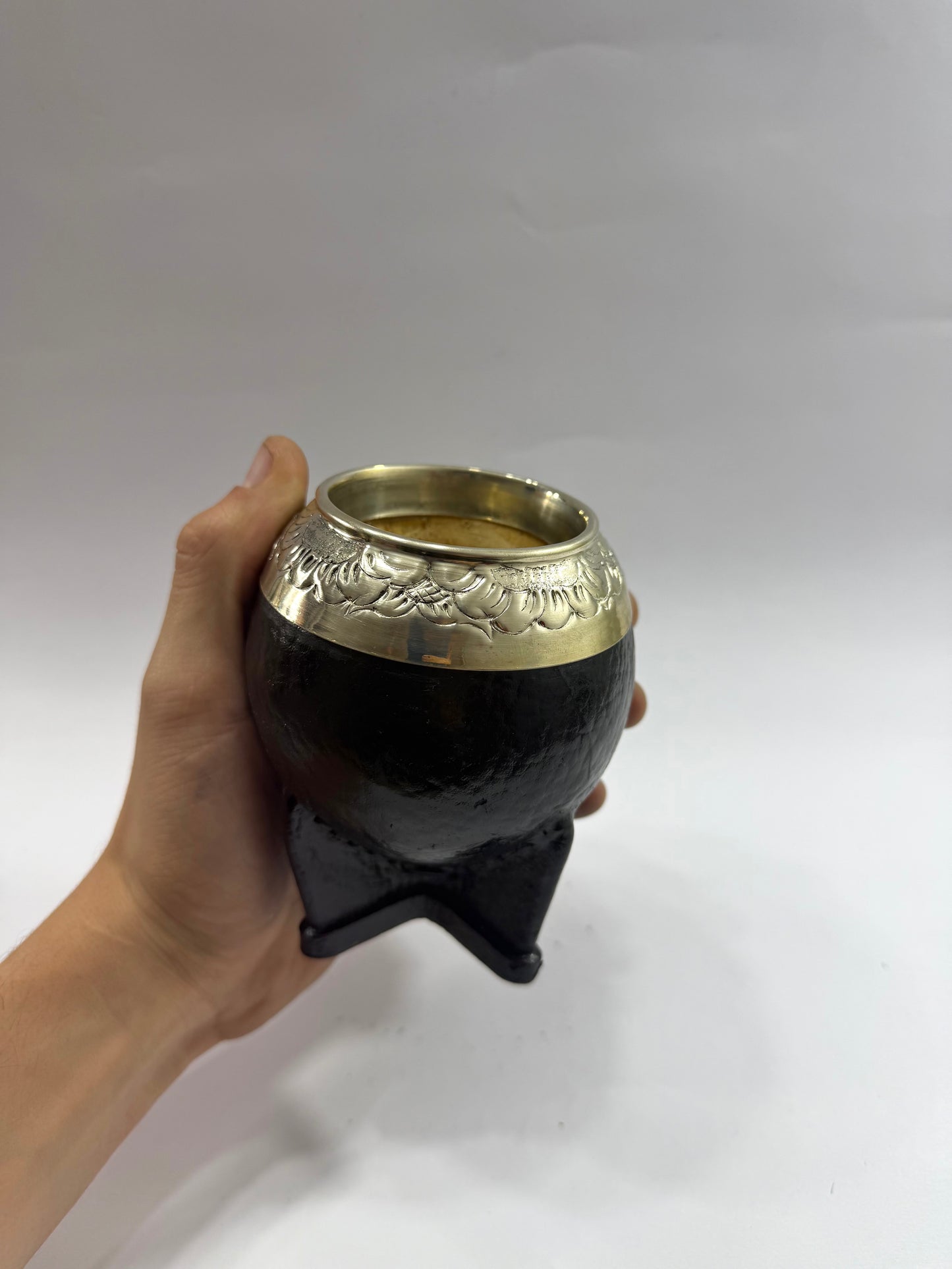 Mate Torpedo Negro De Calabaza cincelado Lacre