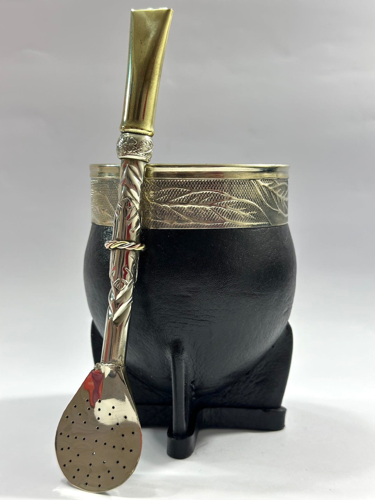 Mate Imperial Negro de Calabaza Virola Cincelada Modelo #3