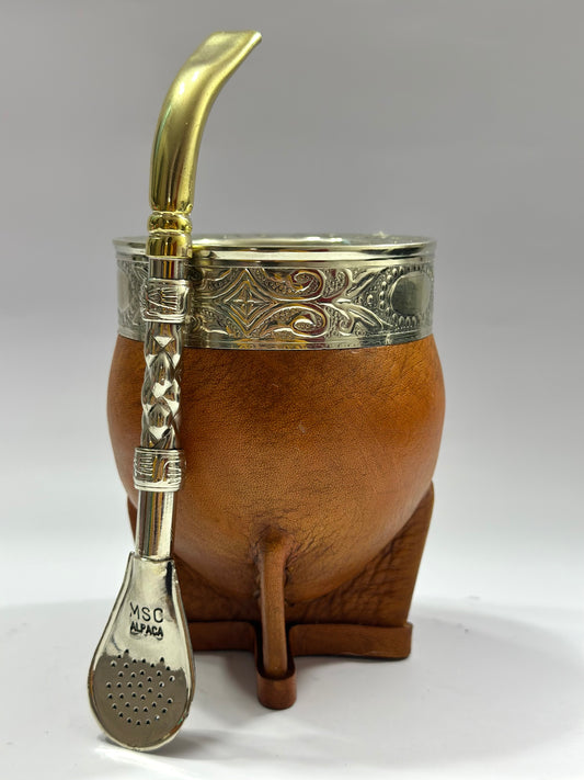 Mate Imperial café De Calabaza Virola Cincelada Modelo #2