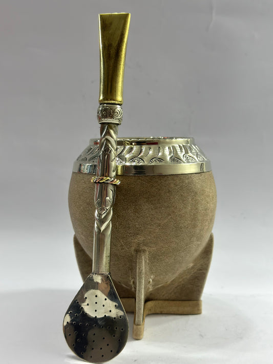 Torpedo De Calabaza Trabajado En Cuero Crudo