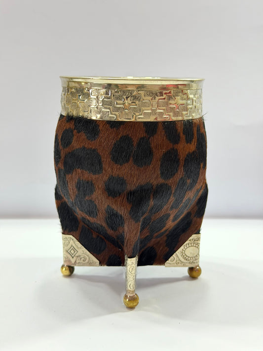Mate Imperial Premium De Calabaza Animal Print Base Esquineros De Alpaca